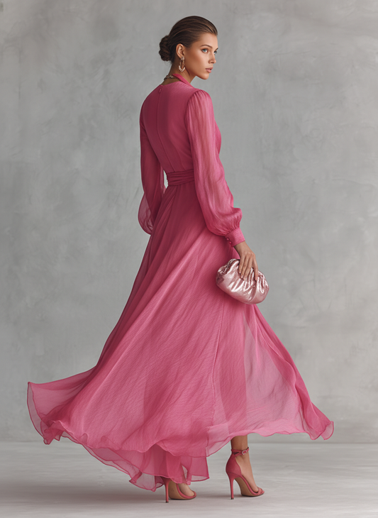 Noemi - Vestido Largo Aurora Rosa Empolvado