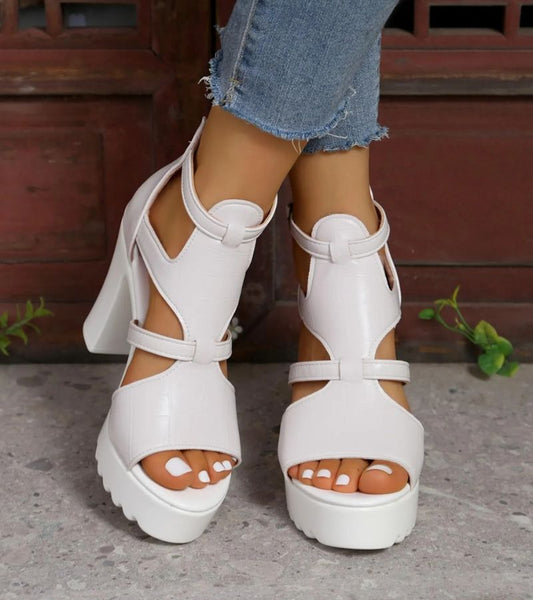 Maria - Sandalias Romanas de Tacón Chunky con Maxi Plataforma