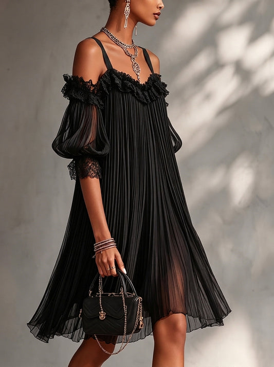 Vitoria - Vestido Mini con Hombros Descubiertos y Encaje