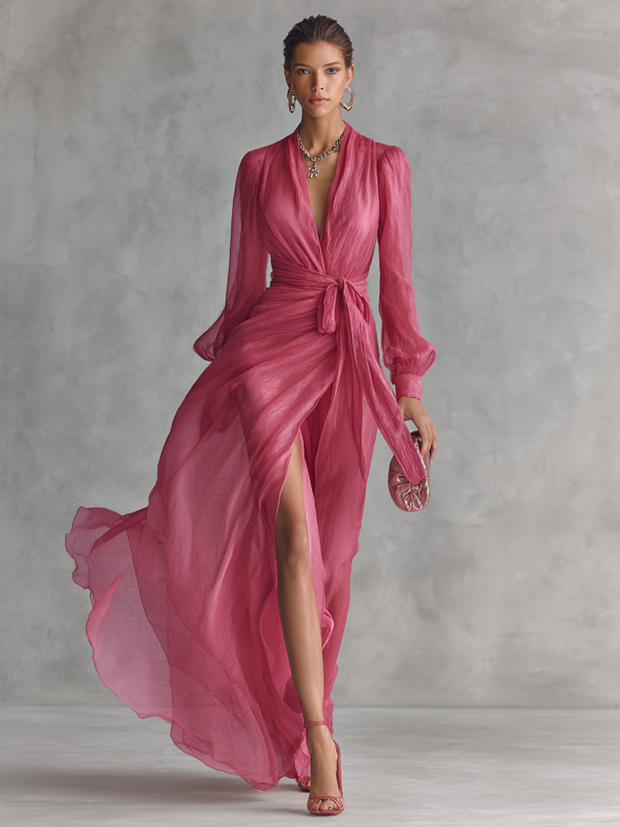 Noemi - Vestido Largo Aurora Rosa Empolvado