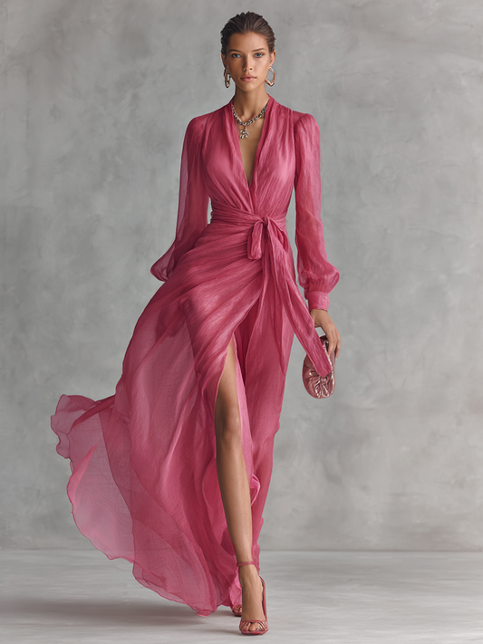 Noemi - Vestido Largo Aurora Rosa Empolvado