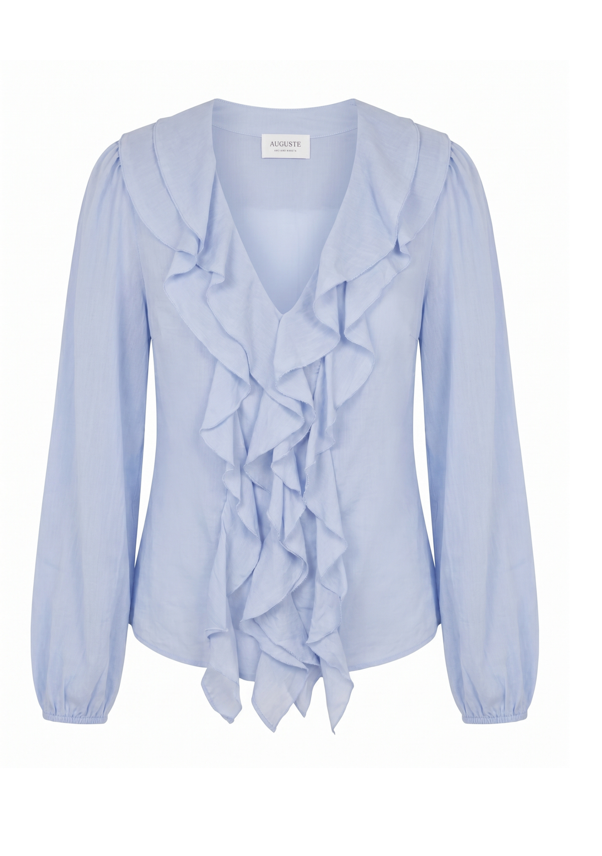 Celina - Blusa Azul Volantes