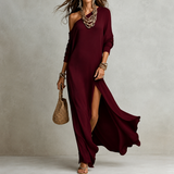 Serina - Vestido de Elegancia Francesa con Escote Asimetrico