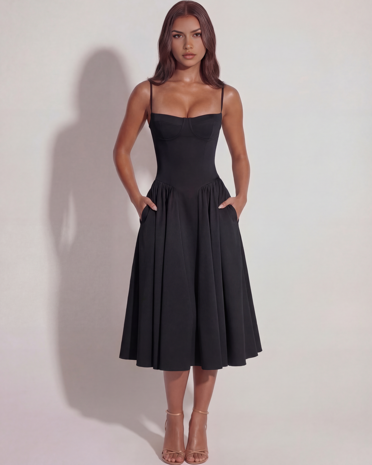 Alma - Vestido Midi con Escote Corazón