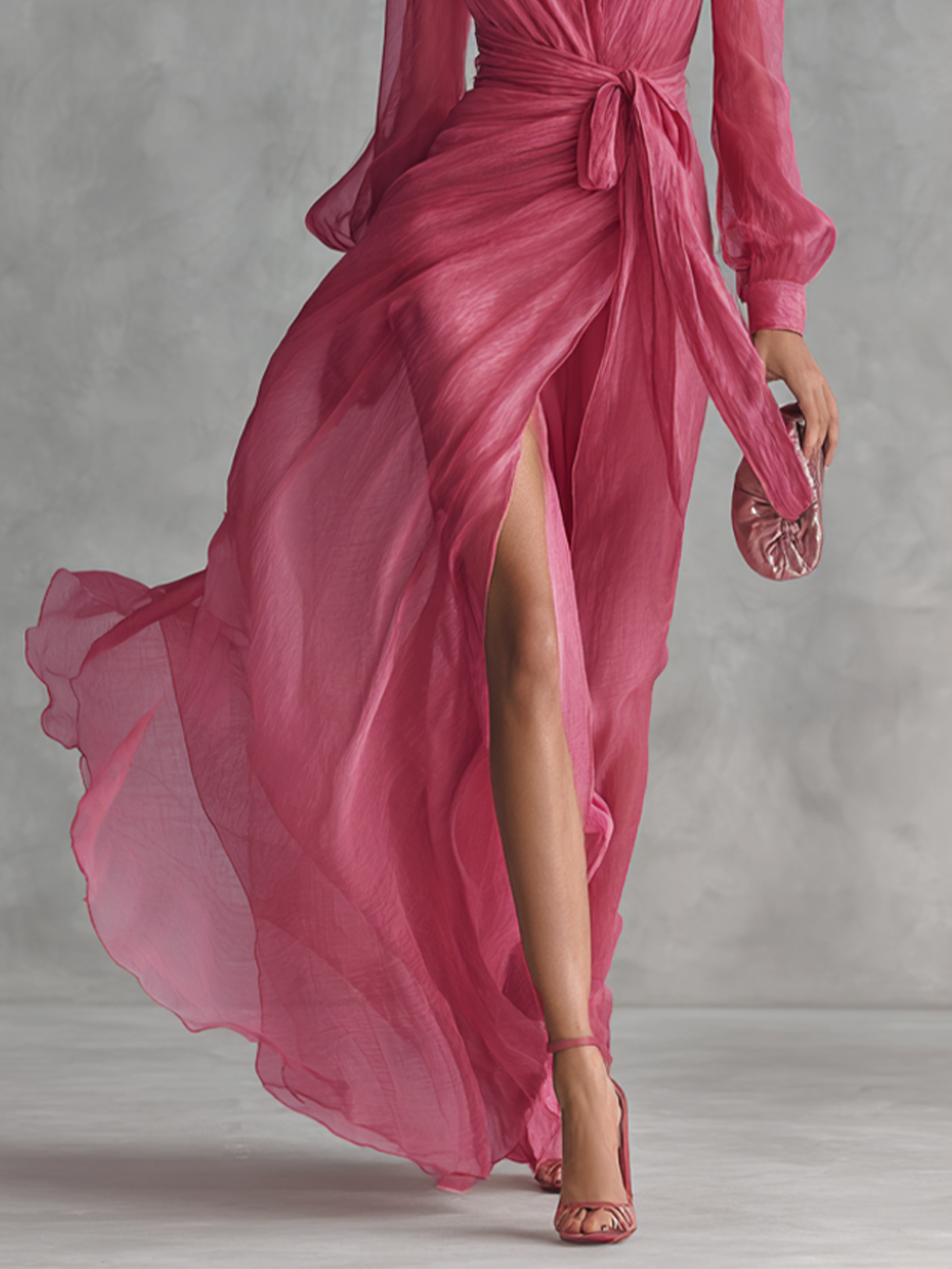 Noemi - Vestido Largo Aurora Rosa Empolvado