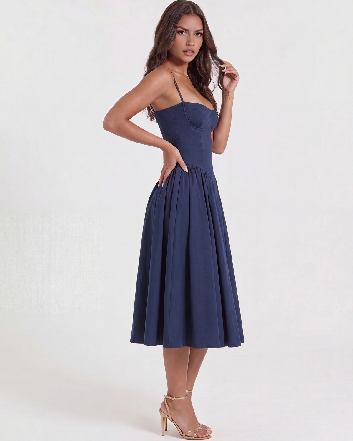 Alma - Vestido Midi con Escote Corazón
