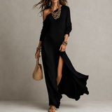 Serina - Vestido de Elegancia Francesa con Escote Asimetrico
