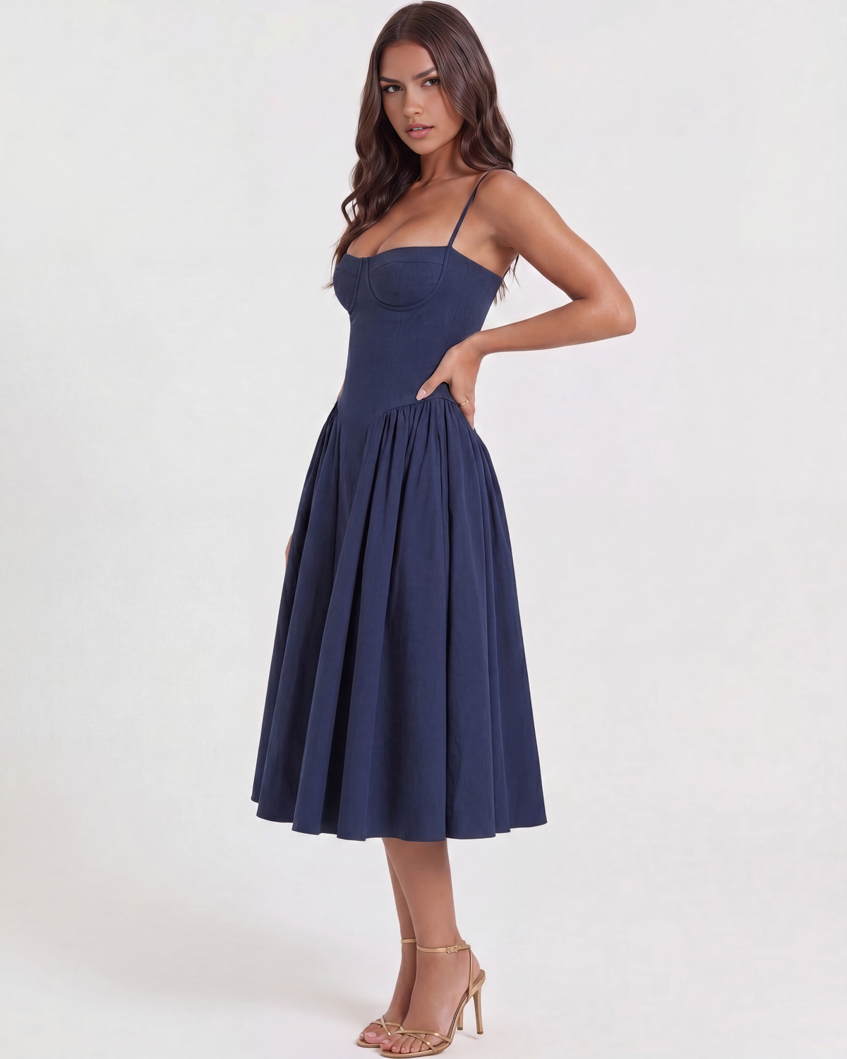 Alma - Vestido Midi con Escote Corazón