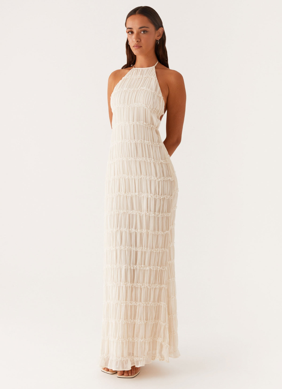 Aullie - Vestido Maxi con Detalles de Encaje