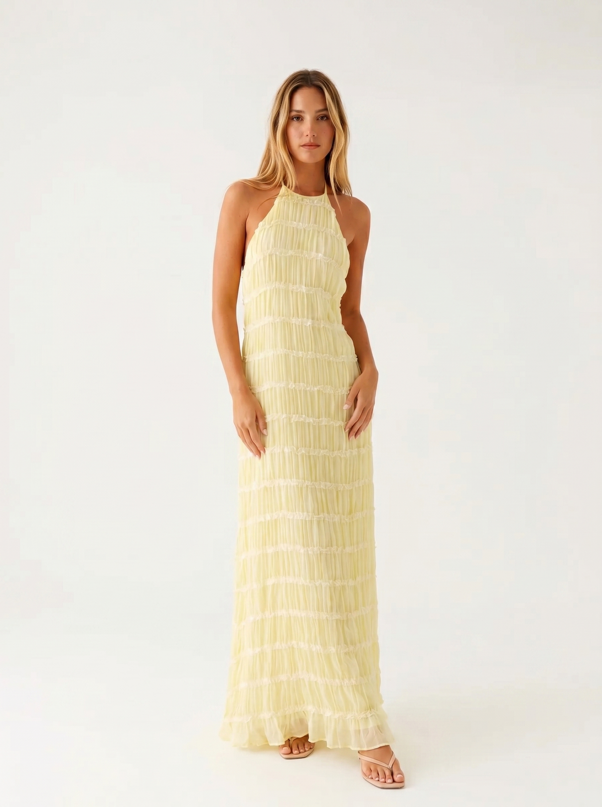 Aullie - Vestido Maxi con Detalles de Encaje