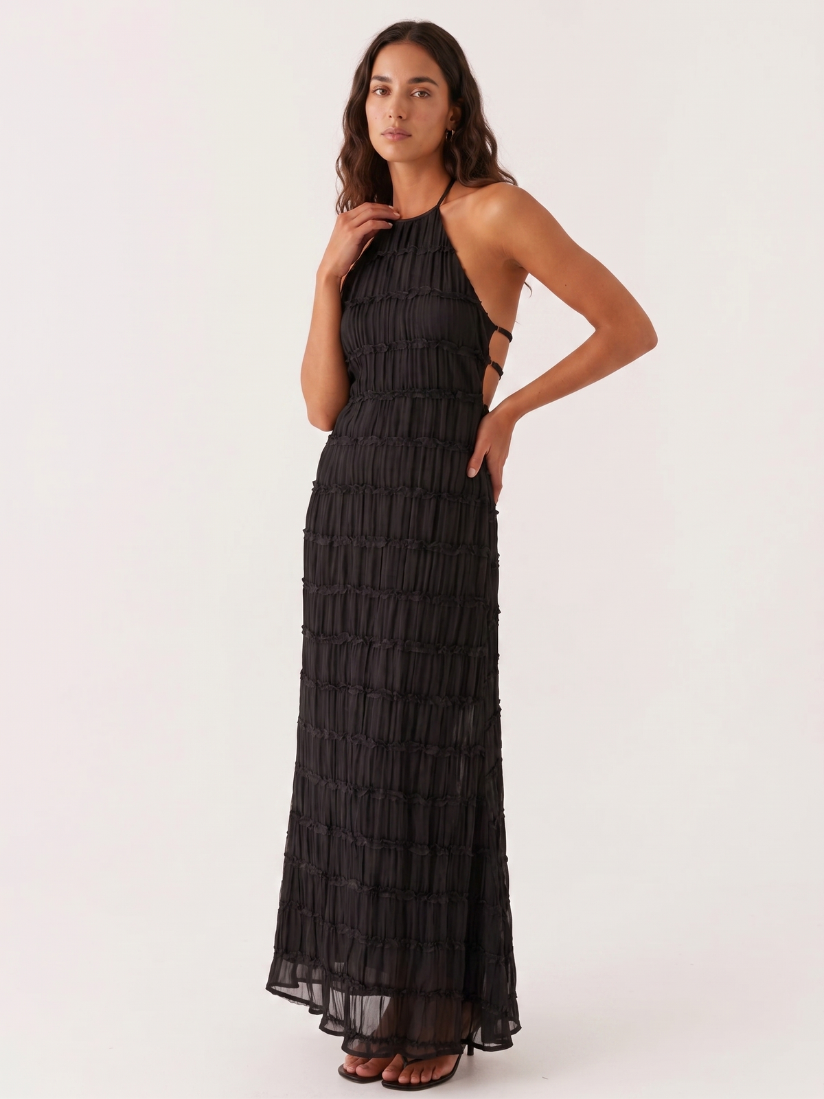 Aullie - Vestido Maxi con Detalles de Encaje