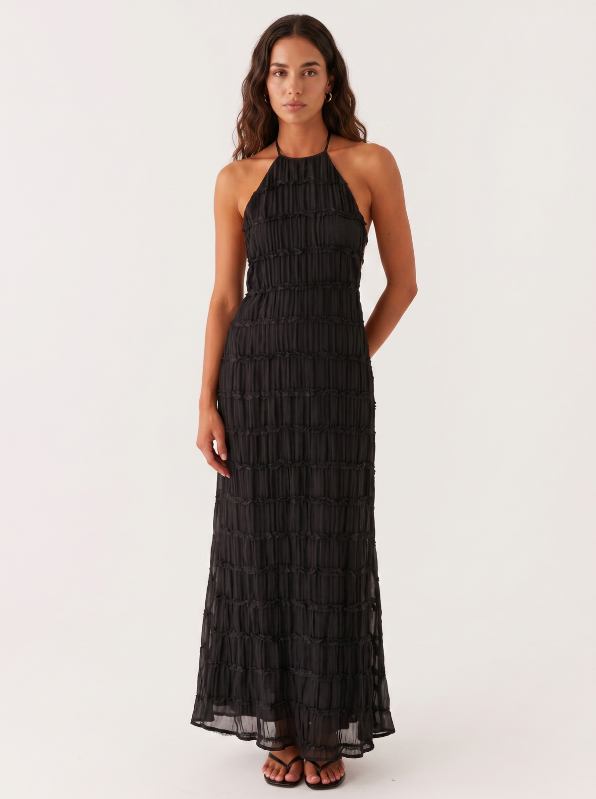 Aullie - Vestido Maxi con Detalles de Encaje