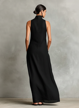 Celestina - Vestido Largo de Lino con Cuello Alto