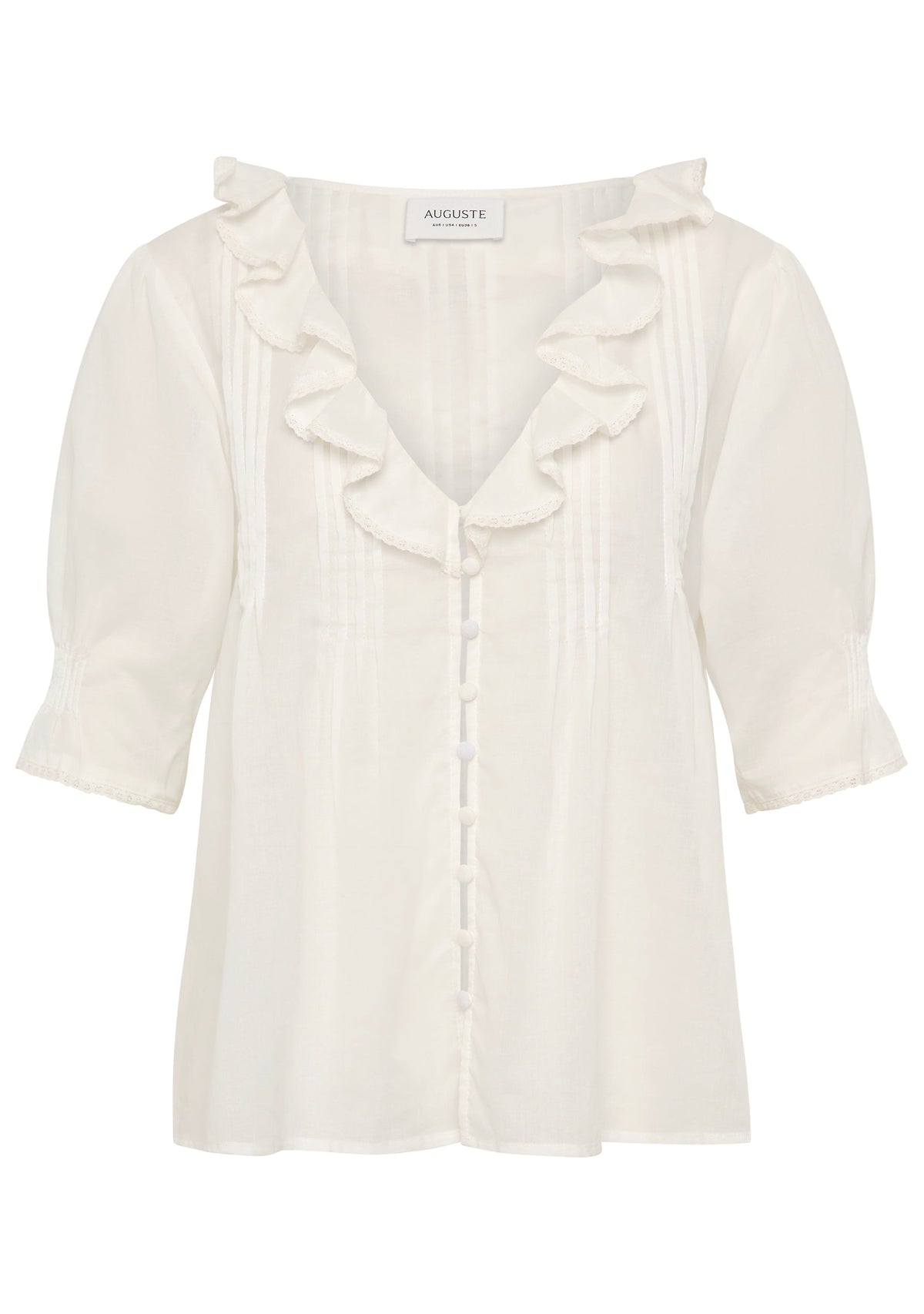 Rafael - Blusa con Escote en V y Cuello con Volante