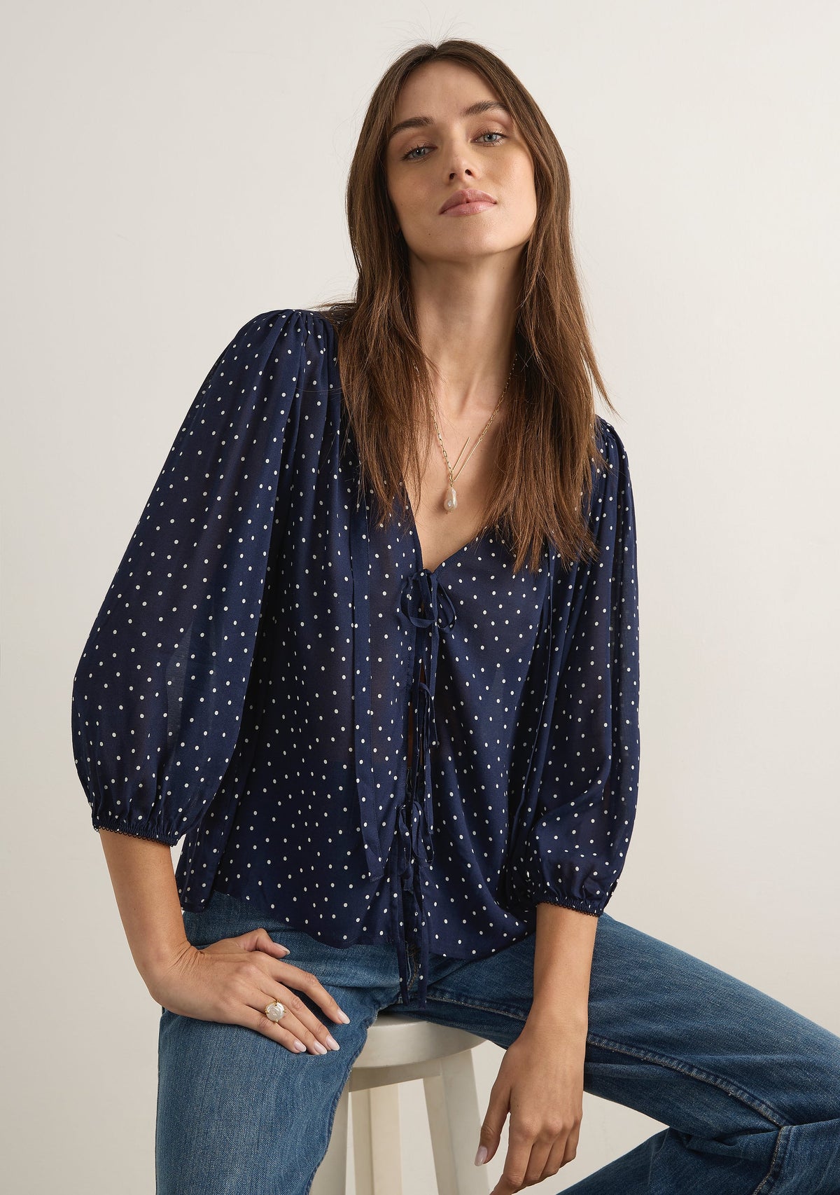 Remo - Blusa con estampado Avalie Navy