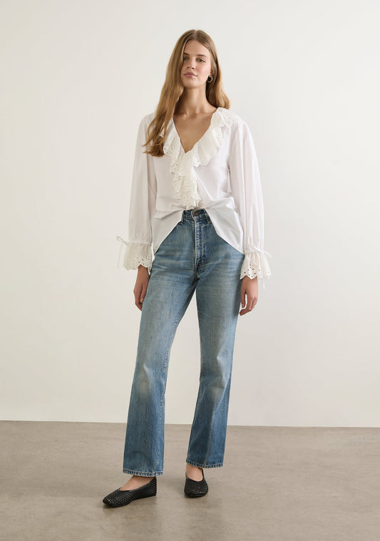Verity - Blusa Puños Fruncidos con Lazos