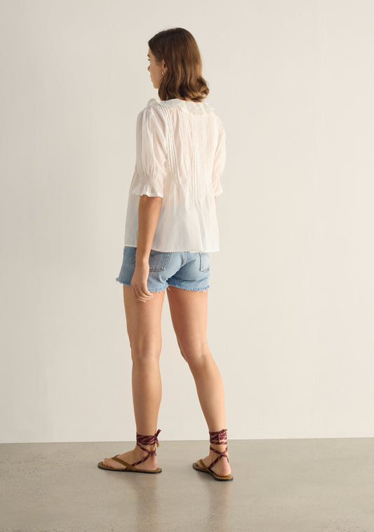 Rafael - Blusa con Escote en V y Cuello con Volante