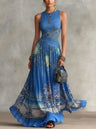 Aina - Vestido Largo Boho con Estampado Artístico