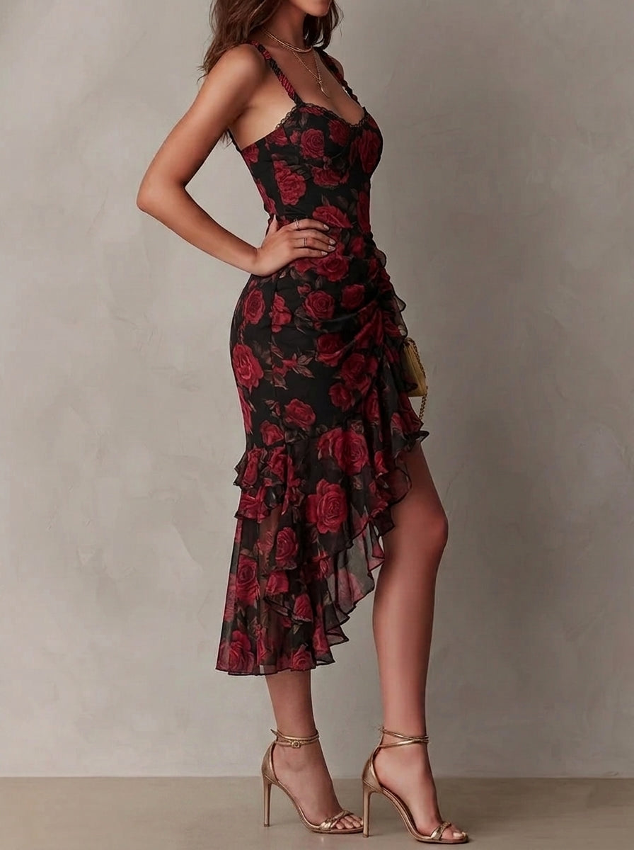 Anara · Vestido Floral con Volantes