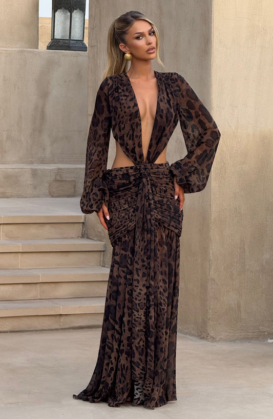 Vestido Andrina maxi estampado leopardo