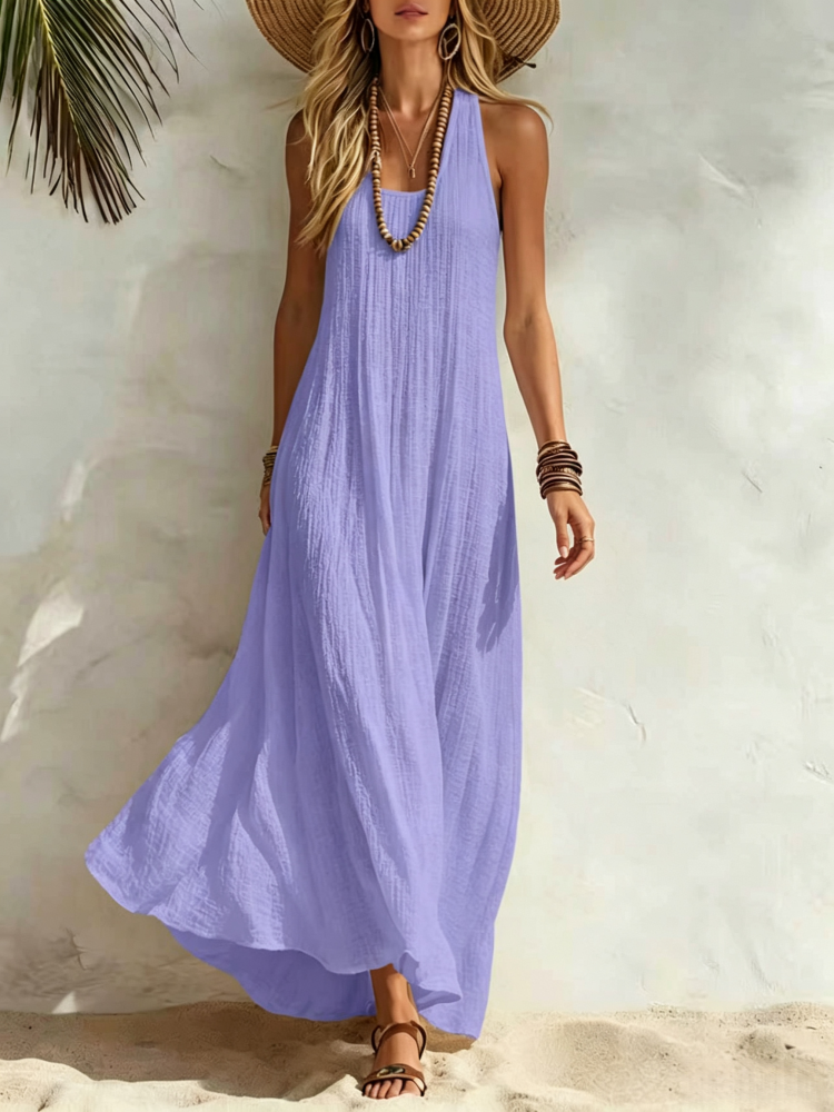 Aylin - Vestido Maxi Con Escote en U y sin Mangas
