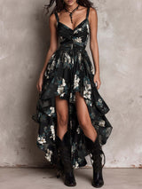 Bruna - Vestido Largo con Escote en V y Abertura Lateral