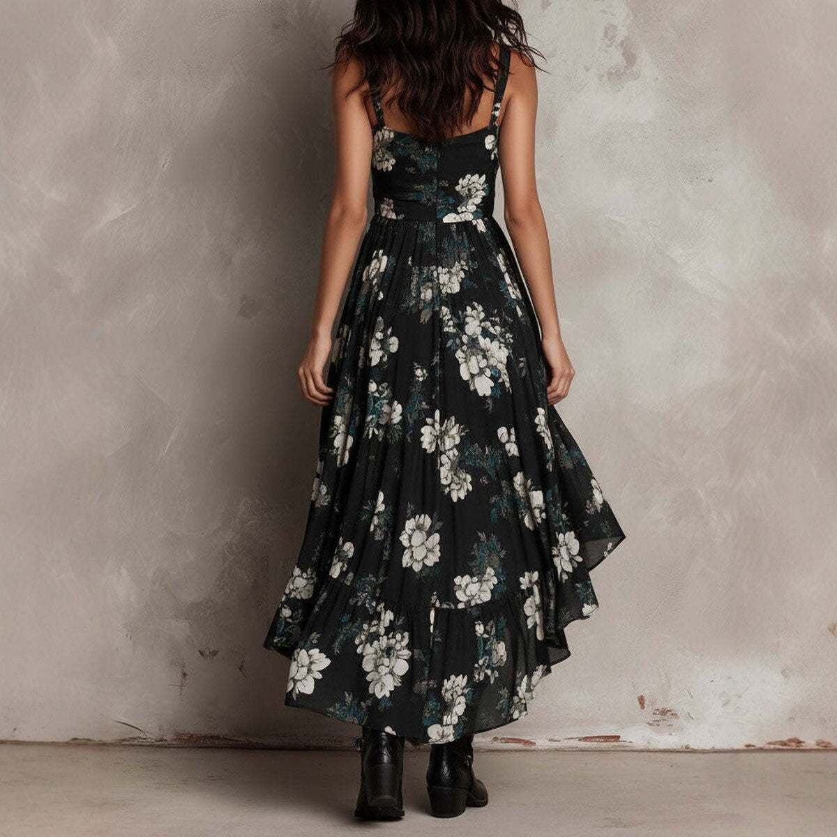 Bruna - Vestido Largo con Escote en V y Abertura Lateral