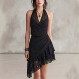Brune - Vestido Midi con Escote en V y Bajo Asimétrico