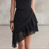 Brune - Vestido Midi con Escote en V y Bajo Asimétrico