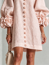 Camila - Vestido Mini con Puños Florales