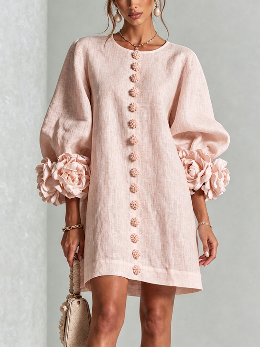 Camila - Vestido Mini con Puños Florales