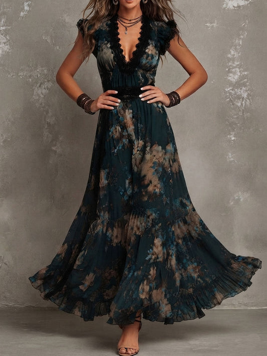 Dalia - Vestido Maxi Floral con Falda de Volantes