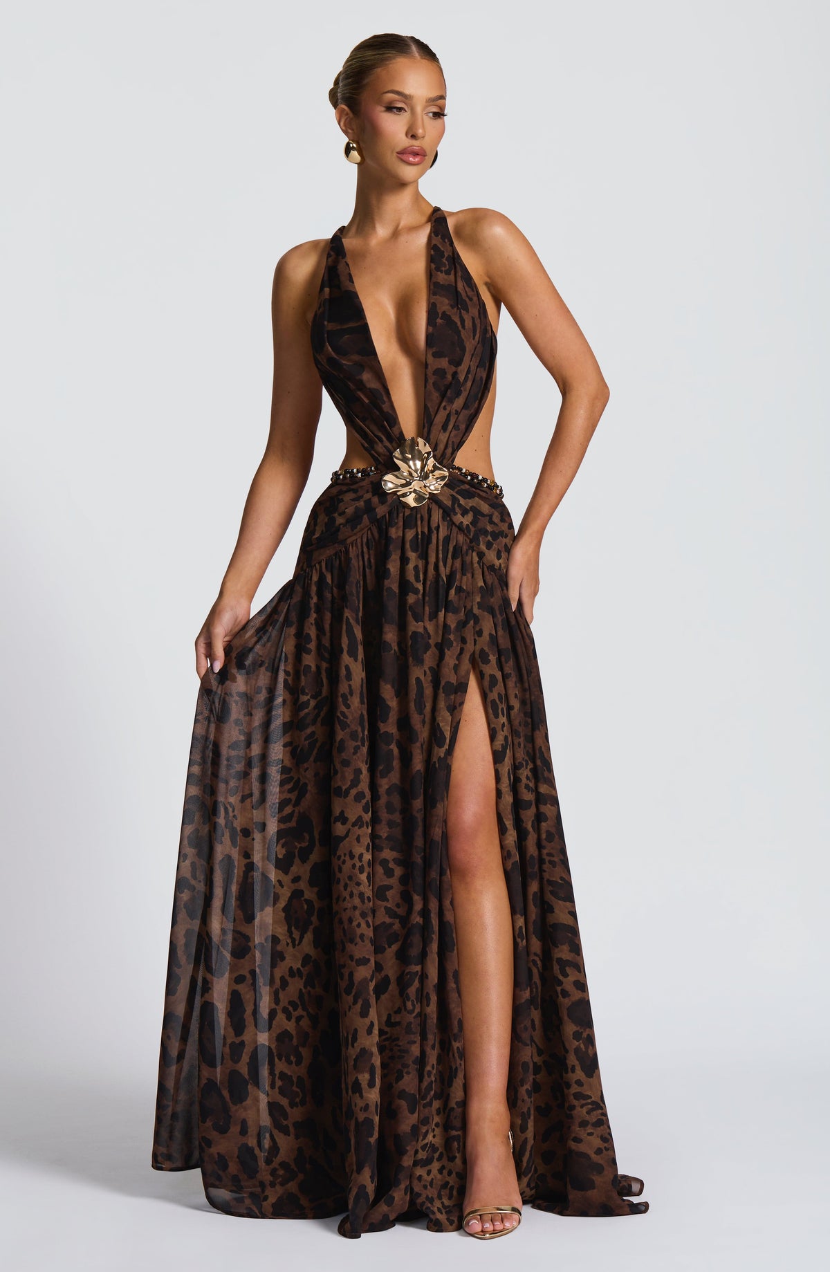Valentina - Vestido Maxi con Estampado Leopardo