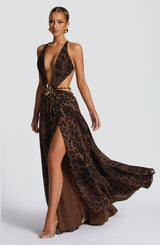 Valentina - Vestido Maxi con Estampado Leopardo