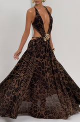 Valentina - Vestido Maxi con Estampado Leopardo