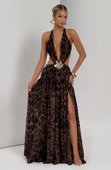 Valentina - Vestido Maxi con Estampado Leopardo