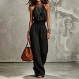Lara - Mono Boho de Pierna Ancha con Escote Halter