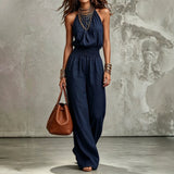 Lara - Mono Boho de Pierna Ancha con Escote Halter