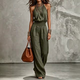 Lara - Mono Boho de Pierna Ancha con Escote Halter