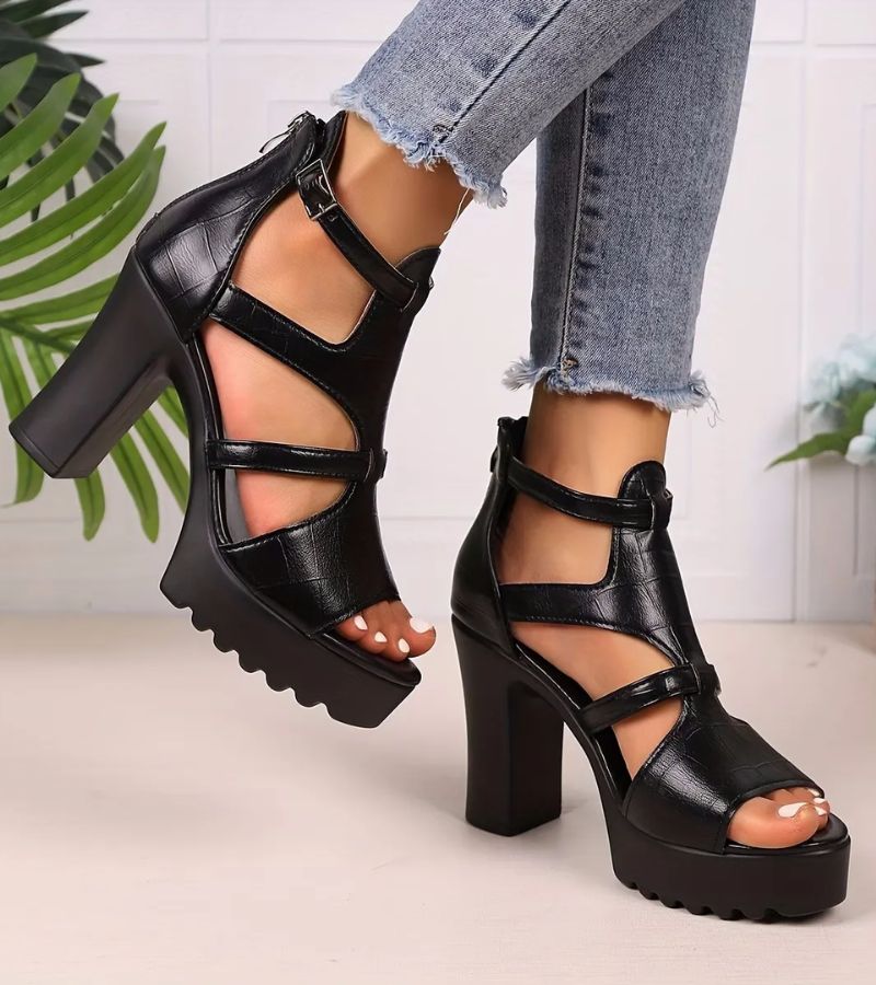 Maria - Sandalias Romanas de Tacón Chunky con Maxi Plataforma