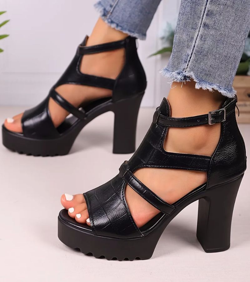 Maria - Sandalias Romanas de Tacón Chunky con Maxi Plataforma
