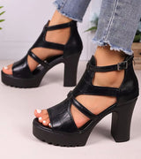 Maria - Sandalias Romanas de Tacón Chunky con Maxi Plataforma