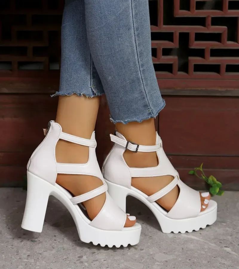 Maria - Sandalias Romanas de Tacón Chunky con Maxi Plataforma