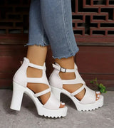 Maria - Sandalias Romanas de Tacón Chunky con Maxi Plataforma