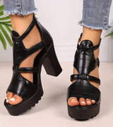 Maria - Sandalias Romanas de Tacón Chunky con Maxi Plataforma