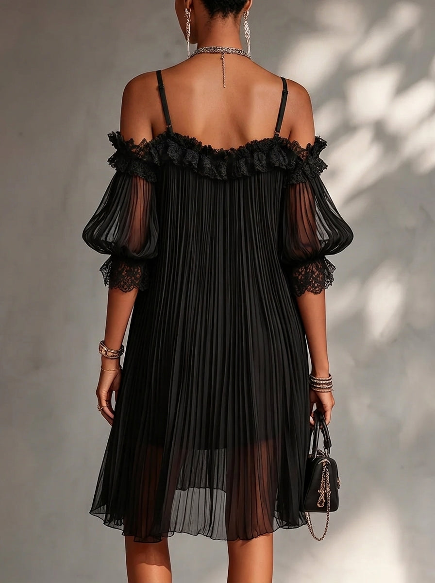 Vitoria - Vestido Mini con Hombros Descubiertos y Encaje